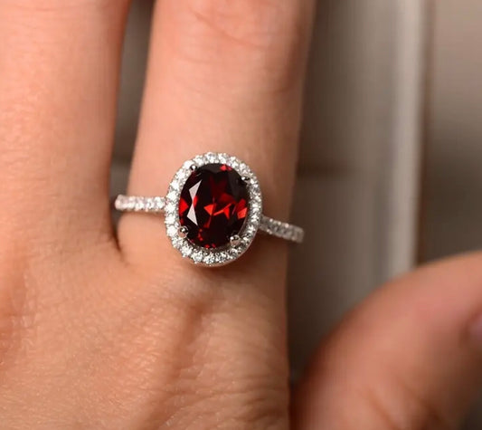 Dark Red Zirconia Ring